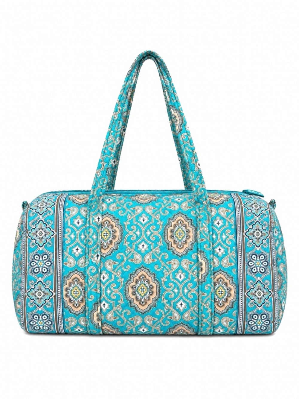 Vera Bradley Totally Turquoise Large Duffle Travel Bag Zip Top w/ Pocket Retired